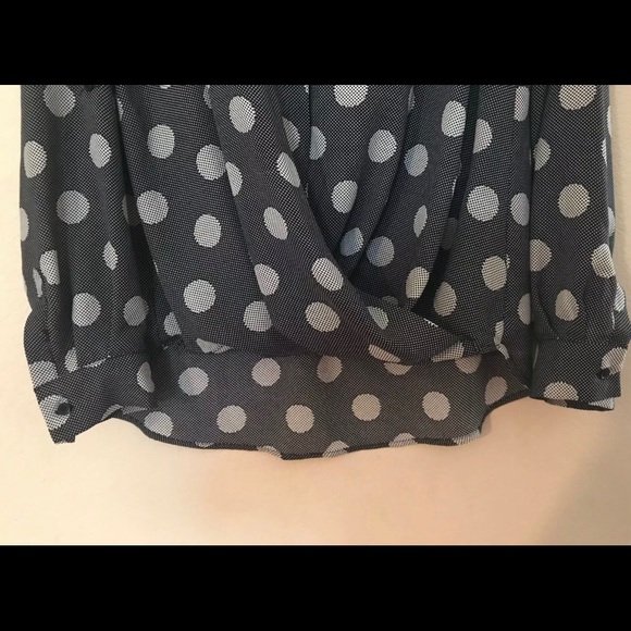 ❤️Pleione Polka Dot Wrap Blouse Top Black Cream - Picture 4 of 5